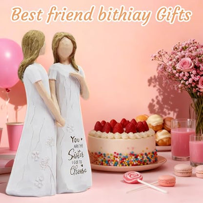 Best Friend Birthday Gifts for Women - Resin Sister Figurines Best Friend Sister Birthday Gift Ideas Unique Gifts for Sisters from Sister - Hand-Painted Figure (White) - color: 2 Sisters