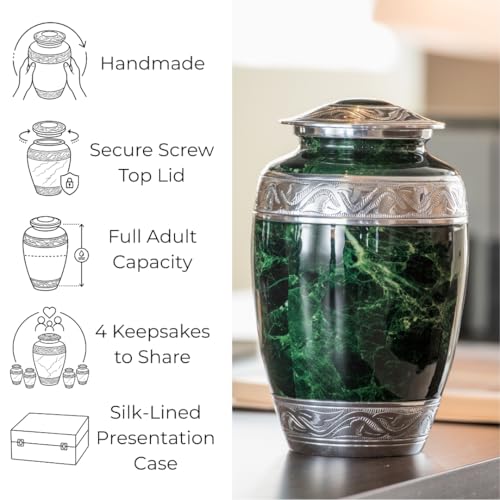 GR8 Keepsakes Classic Green Marble-Finish Cremation Urn Set - color: Green