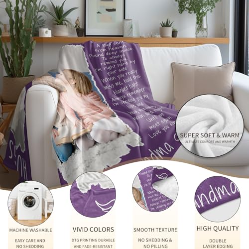 Arovene Ship Next Day, Custom Memorial Blanket with Photo - Printed in USA, A Hug from Heaven Blanket, Personalized Sympathy Gifts for Loss of Loved One Dad Mom Husband Wife Friend Dog Memorial Gifts - color: Style 08