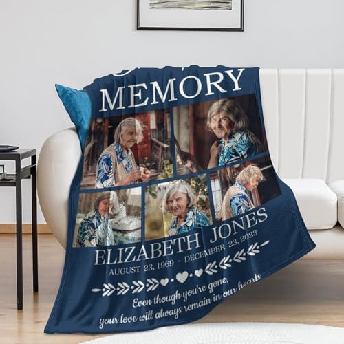 Custom Memorial Blanket with Picture Personalized Sympathy Remembrance Condolences Bereavement Gifts Sympathy Gifts for Loss of Loved One Mother Dad Grandma Grandpa Sister Daughter Friend - color: Design19