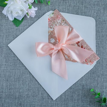 20 PCS 5.12x7.2 Butterfly Personalized Quinceanera Invitation, Customized XV Anos Laser Cut Invitation Cards with Envelopes (Rose Gold Personalized) - color: 20 PCS Rose Gold Personalized
