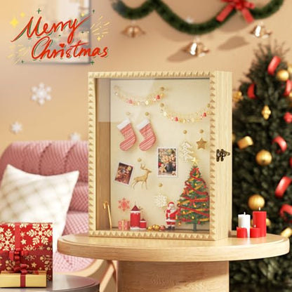 SZQINJI Shadow Box Frame 13x16 Deep Large Memory Box Display Cases, Natural - color: Natural, size: 13x16