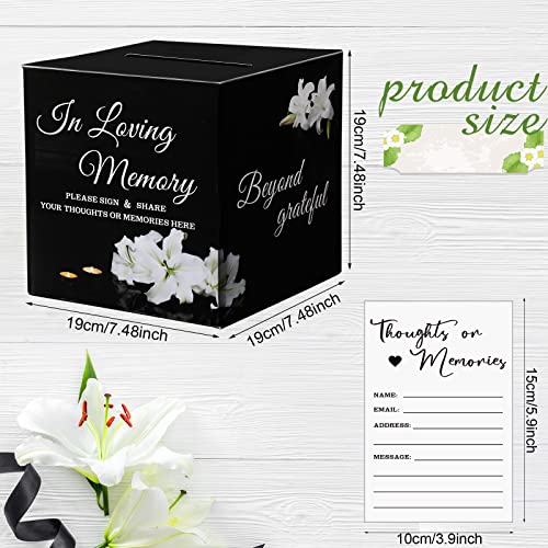 Fainne 50 Pcs Lily Share a Memory Cards with Celebration of Life Box Funeral Advice Cards Thank You Sympathy Holder Box Decor for Guest Funerals Memorial Service Farewell Remembrance Party Supplies - style: Lily