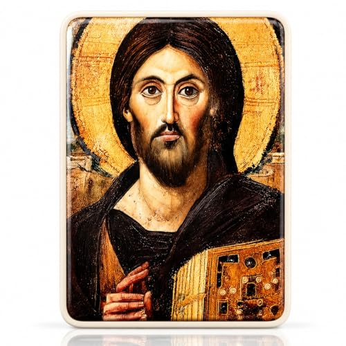 Jesus Christ Pantocrator Ceramic Memorial Photo for Headstones – Waterproof Outdoor Religious Plaque for Cemetery & Grave Decoration – Christian Monument Memorial Picture – Made in USA – 2.7" x 3.2" - color: pick option 1