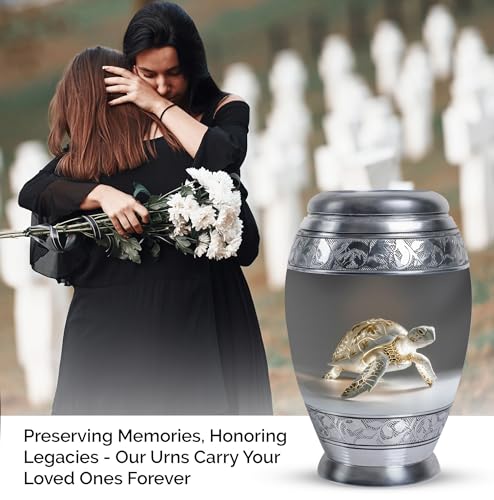 Fantasy Turtle Urn for Human Ashes - Cremation Urn Human Ashes | Turtle Urns for Human Ashes - Funeral Urns for Adult Women - Sea Turtle Urns for Female Large 200 Cubic Inches Velvet Bag - size: 10 inch (Set of 1)