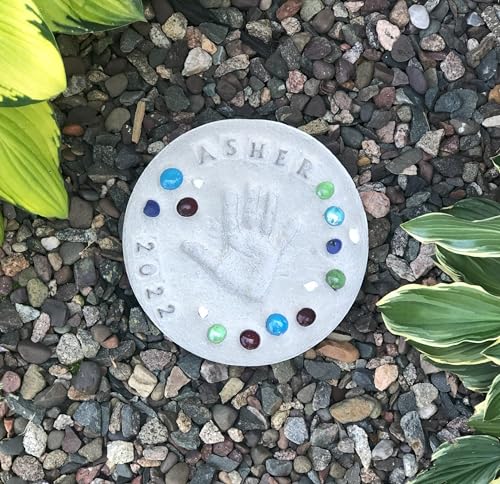 Large DIY Stepping Stone Kit, Handprint Stepping Stone, Mother's Day Gift, Footprint Stepping Stone (10 Inch) - size: 10 Inch No Stamp