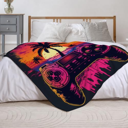 Gaming Fleece Throw Blanket, Purple Game Flannel Blankets for Couch 50"×60" - color: Gaming