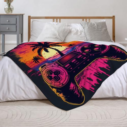 Gaming Fleece Throw Blanket, Purple Game Flannel Blankets for Couch 50"×60" - color: Gaming