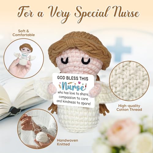 Nurse Gifts - Positive Crochet Angel - Nurse Week, Retirement Gifts, Birthday, Appreciation Gift for RN Registered Practitioner, LPN, Nursing School Graduation - Bulk Gift for Hospital Staff - style: Nurse Gifts