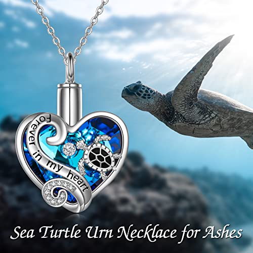 WINNICACA Silver Cremation Urn Necklaces for Ashes of Loved Ones - style: 1-Sea Turtle Crystal Necklace