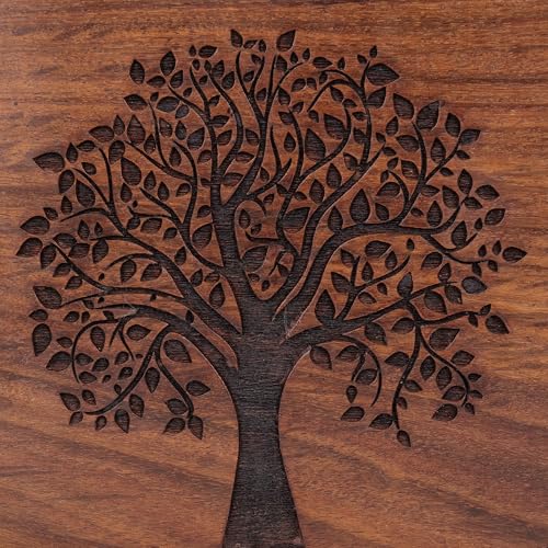 Personalized Wooden Tree of Life Cremation Urn for Human & Pet Ashes, Memorial Funeral Burial Urn for Men, Adults, Women, Male Dogs & Cats, Custom Sizes XS to XXL (12–250 lbs Capacity) - Sympathy Gift