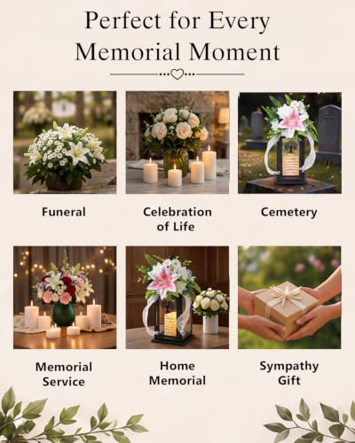 Remembrance Lantern with Flower, Memorial Gift for Loss of Mom Dad Husband Wife, Sympathy Funeral Gift to Honor Loved One - color: A Limb Has Fallen/Black