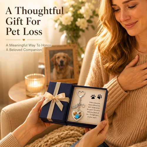 Personalized Pet Fur Keepsake Memorial Locket, Clear Heart for Dog Cat Fur or Photo, Pet Hair Keepsake DIY Name Stickers Included, Sympathy Gift for Loss of Pet, Memory Charm for Women Kids