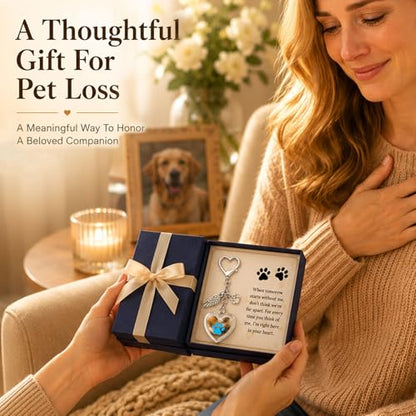 Personalized Pet Fur Keepsake Memorial Locket, Clear Heart for Dog Cat Fur or Photo, Pet Hair Keepsake DIY Name Stickers Included, Sympathy Gift for Loss of Pet, Memory Charm for Women Kids