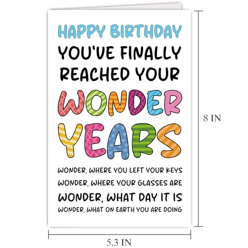 Supoeguk Funny Old Age Birthday Card for Men Women, Humor Wonder Years Birthday Card Gift for 50th 60th 70th 80th 90th, You Have Finally Reached Your Wonder Years... - color: Old Birthday
