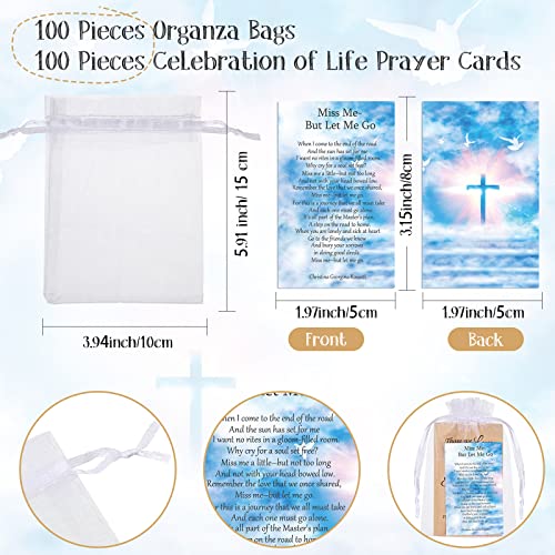 Fumete 100 Sets Funeral Favors for a Memorial Service Self Adhesive Kraft Seed Envelopes Celebration of Life Prayer Cards Organza Gift Bags Funeral Decorations for Loss of Loved One
