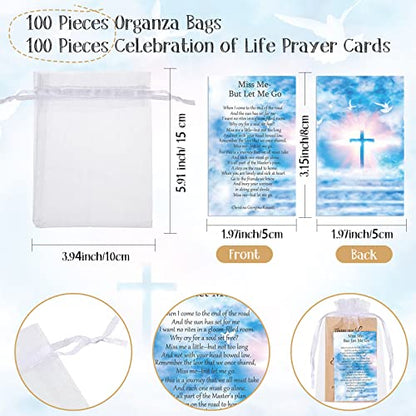 Fumete 100 Sets Funeral Favors for a Memorial Service Self Adhesive Kraft Seed Envelopes Celebration of Life Prayer Cards Organza Gift Bags Funeral Decorations for Loss of Loved One