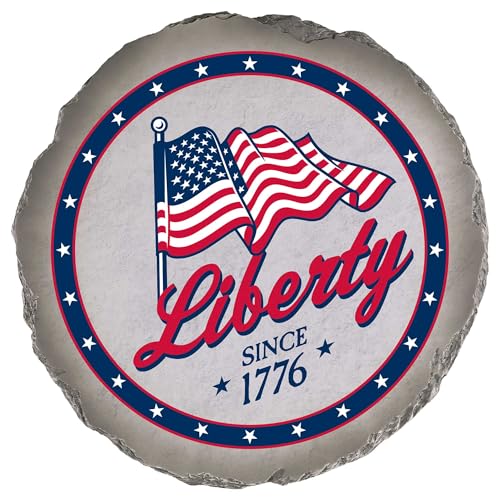 Magnolia Garden 10-Inch Liberty Since 1776 Patriotic Stepping Stone – Waving American Flag Resin Garden Walkway Tile – Red White and Blue Outdoor Accent – USA Pride Decoration & Veteran/Military Gift - size: 10 x 10 x 0.63, style: Liberty Since 1776