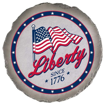 Magnolia Garden 10-Inch Liberty Since 1776 Patriotic Stepping Stone – Waving American Flag Resin Garden Walkway Tile – Red White and Blue Outdoor Accent – USA Pride Decoration & Veteran/Military Gift - size: 10 x 10 x 0.63, style: Liberty Since 1776