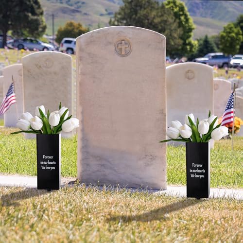 Cemetery Vases for Grave, Metal Vase Grave Decorations, Memorial Flower Holder with Spikes for Cemetery Graveside Headstone Decor, 1pc