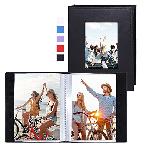 Vienrose Small Photo Album 4x6 Holds 52 Photos, 2 Pack Mini Leather Photo Album with Cover Window, Acid-Free Baby Picture Album for Wedding, Family, Travel & Gift Keepsake, Black - color: Black, size: 26 Pockets