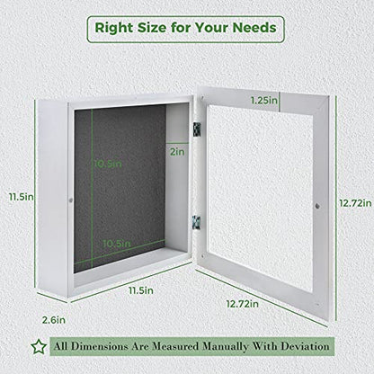 Frametory 11x11 Shadow Box Frame Display Case, 2-inch Depth (White) - color: White, size: 11x11(1 Set)