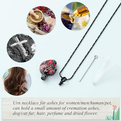 Imrsanl Tree of Life Heart Urn Necklace Cremation Jewelry for Women - color: B-Red