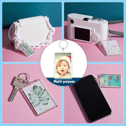Personalized Custom Picture Frame Keychain 6PCS Acrylic Clear Rectangle Photo Keychain Blanks DIY for Loved Ones - size: Medium Size Fit 2.75x1.75 Inch Photo