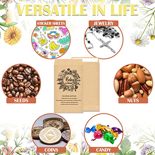 Fumete 100 Pcs Baby Shower Seed Packet Adhesive Envelopes, Flower - style: Flower