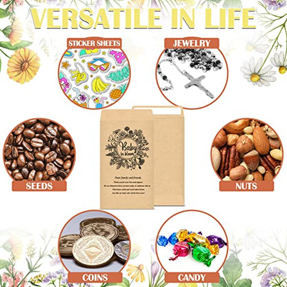 Fumete 100 Pcs Baby Shower Seed Packet Adhesive Envelopes, Flower - style: Flower