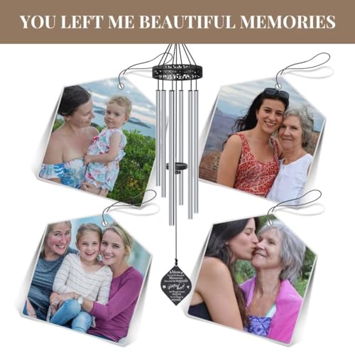 Memorial Gifts for Loss of Mom,32'' Sympathy Wind Chimes Gifts for Loss of Mother, Bereavement/Condolence/Remembrance Gift, Windchimes in Memory of Mom - size: D-Silver-Mom