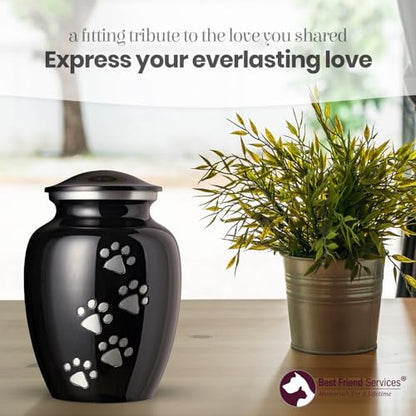 Ottillie Legacy Ebony/Pewter/Vert Urn, up to 115lbs - color: Ebony, Vertical Pewter Paws, size: Large