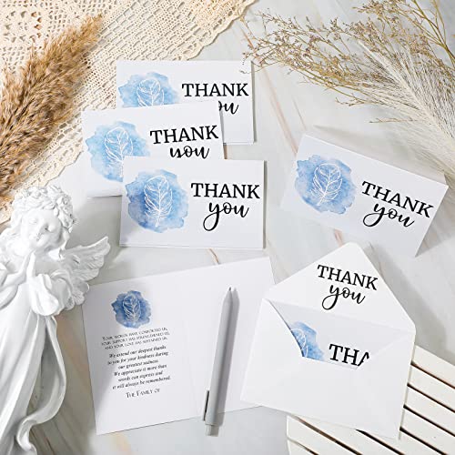 Fumete 50 Set Funeral Thank You Cards, Feather | with Envelopes and Sticker Thank You Sympathy Card with Message Bereavement for Funeral Family Loved Ones Celebration of Life - style: Feather