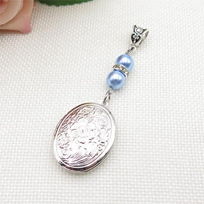 IDLAN Locket for Bouquet Charm Memorial Wedding Gift Bride Pendant Photo Keepsake Something Blue - style: Oval Locket