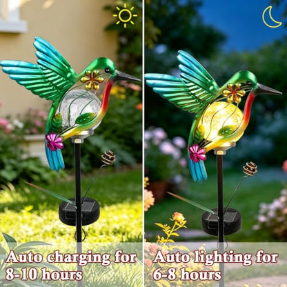 Solar Hummingbirds Garden Stake Lights for Outside 2 Pack - color: Orange-2 Pack