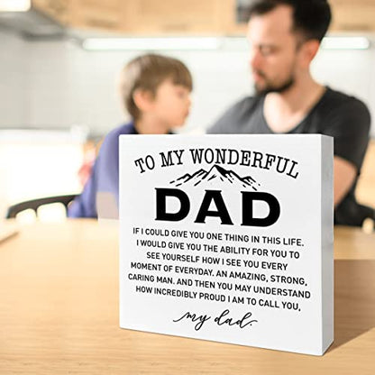 Father Gifts from Daughter Son Kids, Dad Gifts for Birthday Father's Day Christmas, Best Dad Ever Gifts, Dad Gifts, to My Wonderful Dad, Wooden Box Sign - color: A1
