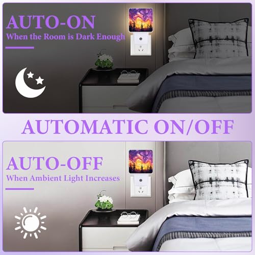 Misty Forest Night Light,Night Lights Plug into Wall,Led Lamp for Stairway/Hallway/Bedroom 0.5W Nightlight Sleep Friendly - color: Misty Forest