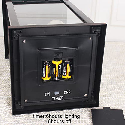 1Pack Decorative Lantern 24.80" H with Dancing Flame LED Timer Candle,ON/Off/Timer LED Candle with 6hours,Hanging Lantern for Outdoor Garden/ Indoor Use. - size: Square-giant 24.80"H