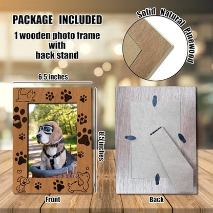 Rustic Printing Dog Picture Frame For 4 X 6 Photo With Back Bracket, Dog Owner Picture Frame, Desktop Shelf Display,Dog Paw Print Photo Frame, Gifts Dog Lovers Dog Owner - C15 - color: Dog