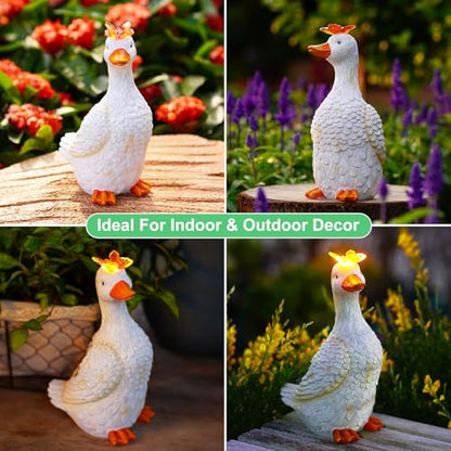 Goodeco Garden Goose with Solar Butterfly Statue - color: Off-white