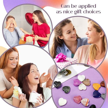 Nuenen 72 Pcs Heart Healing Stone 1 Inch Polished Healing Crystal Chakra Gems | Heart Shaped Gemstones Bulk for Women Chakra Reiki Meditation, Love Worry Stones Palm Pocket, Valentines Gifts - size: 1 Inch