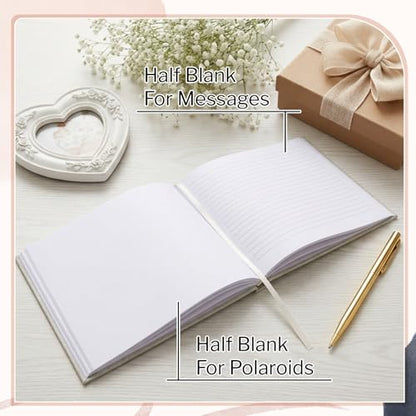 Engrowtic 7 x 9 Inches Floral Guest Book with Pen Hardcover Guestbook Registry Book for Wedding Bridal Shower Baby Shower Graduation Birthday Funeral Anniversary Reception, 50 Sheets 100 Pages (Green) - color: Green