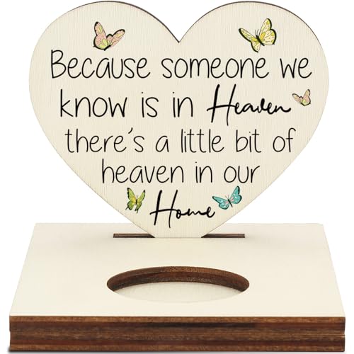Memorial Tealight Candle Holder with Butterfly “Heaven in Our Home” Verse, Heart-Shaped Remembrance Plaque, Sympathy Bereavement Gift, LMM5 - color: Heaven in Our Home