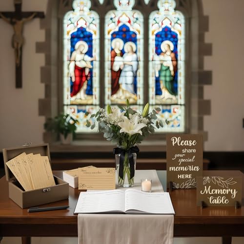 Celebration of Life Guest Book Funeral Memory Cards, White Leaf - style: White Leaf