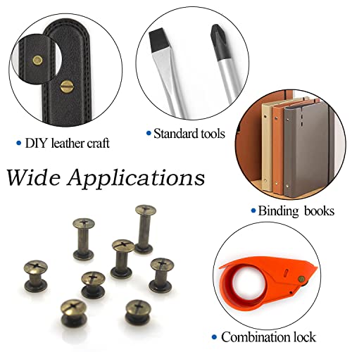 Bronze Chicago Screws Leather Kit, 90 Sets, 6 Sizes (M5 X 4-12) - color: Bronze, size: M5*4.5.6.8.10.12mm