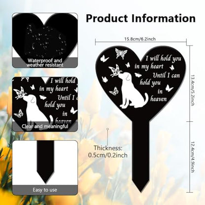 GLOBLELAND Heart Shaped Dog Butterfly Garden Stake for Dogs Memorial Remembrance Plaque Stake Cemetery Acrylic Waterproof Sympathy Garden Stakes for Yard Grave Cemetery - color: Butterfly Dog