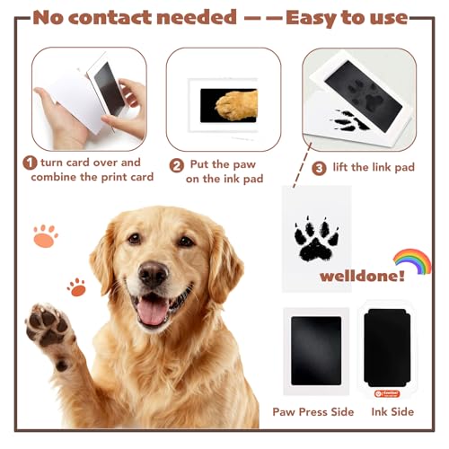 Dog Memorial Gifts for Loss of Dog Kits, Pet Memorial Kit Including 4×6 Photo Rotating Wooden Picture Frame, Paw Print Kit for Dogs and Cats, Dog Hair Keychain, Loss of Dog Sympathy Gift