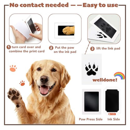 Dog Memorial Gifts for Loss of Dog Kits, Pet Memorial Kit Including 4×6 Photo Rotating Wooden Picture Frame, Paw Print Kit for Dogs and Cats, Dog Hair Keychain, Loss of Dog Sympathy Gift