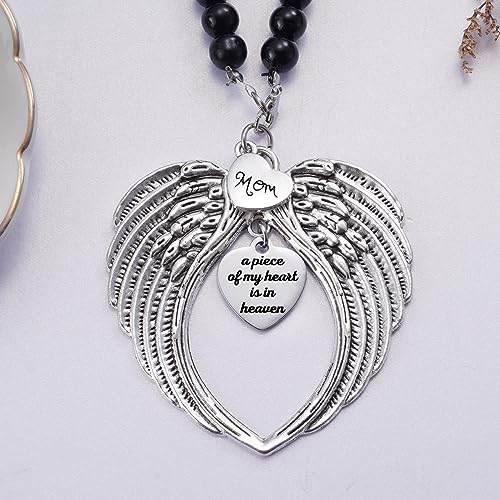 Memorial Car Charm Angel Wings, Memorial Gifts for Loss of Mother, Sympathy Gifts for Loss of Loved One in Heaven, in Memory of Mom Rear View Mirror Car Charm Hanger, Remembrance - style: Mom