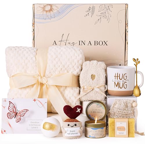 Sympathy Gifts for Loss of Loved One Bereavement Grief Condolences Gifts for Loss of Mother Father Husband - Miscarriage Care Package for Women Hug in a Box Memorial Gift - color: Beige (Sorry for your loss)